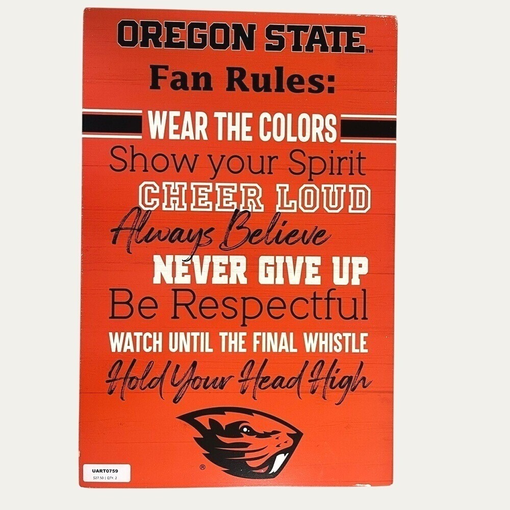 Oregon State Fan Rules Wooden Wall Decor Orange Black Beavers